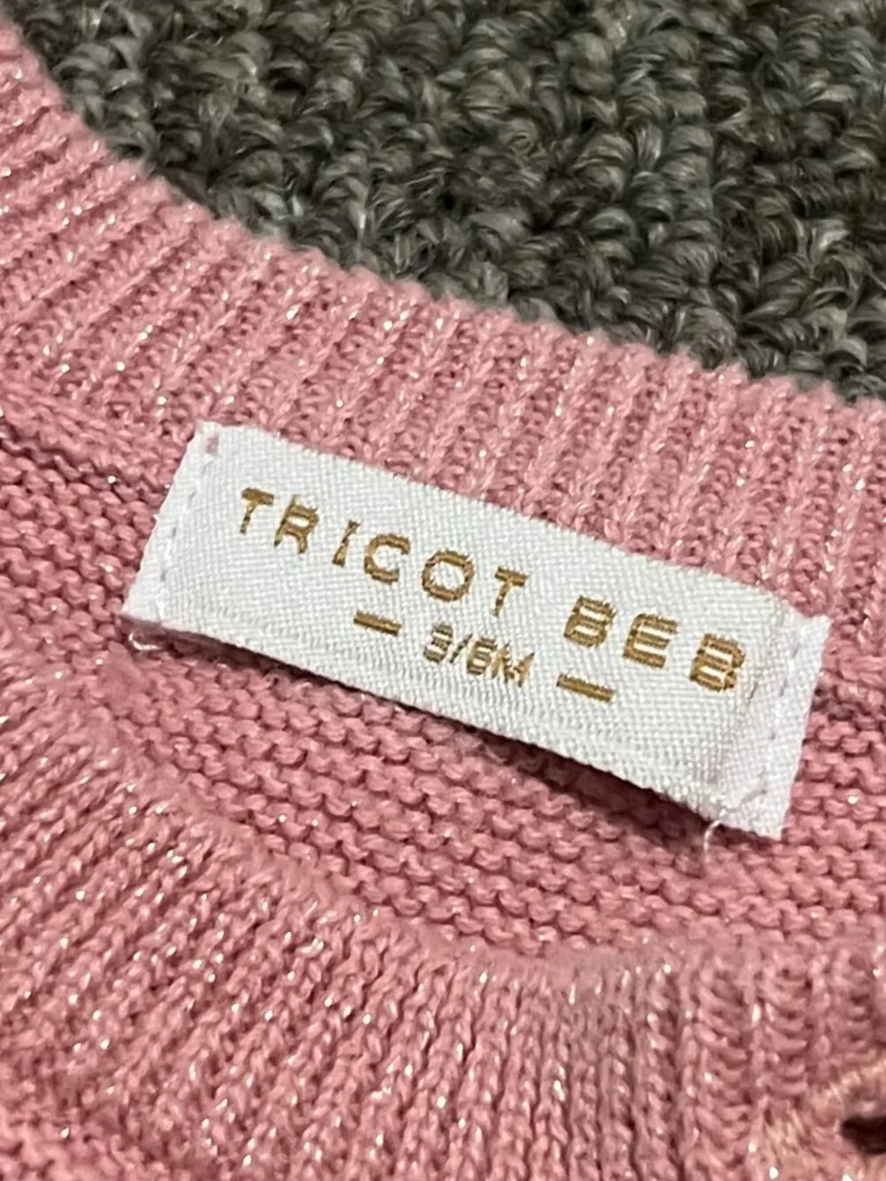 Tricot Bebe Set 3/6 Months Pink Footie & Hat Sparkle